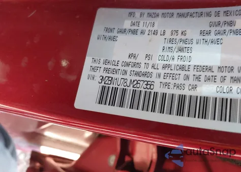 2018 Mazda Mazda3 Sport from USA, damaged, VIN 3MZBN1U78JM267356